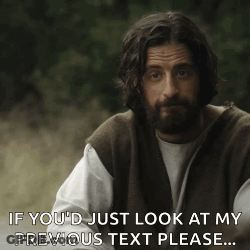 Bearded Man Saying If You'd Just Look At My Previous Text Please GIF