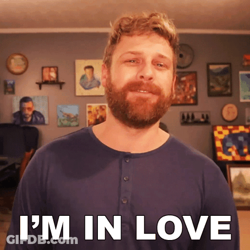 Bearded Man Saying Im In Love Before Paintings GIF
