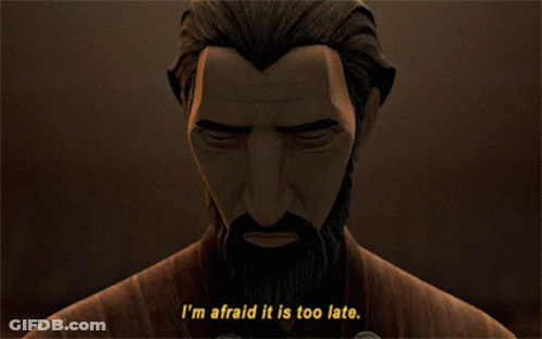 Bearded Man Saying It Is Too Late GIF