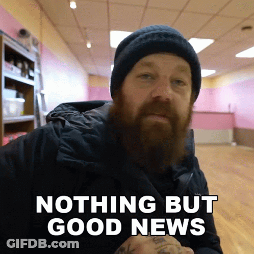 Bearded Man Saying Nothing But Good News Pink Wall GIF