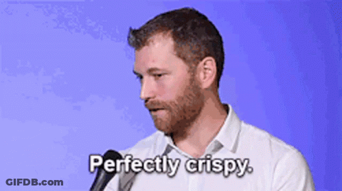 Bearded Man Saying Perfectly Crispy Into Microphone GIF