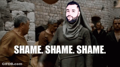Bearded Man Saying Shame Shame Shame GIF