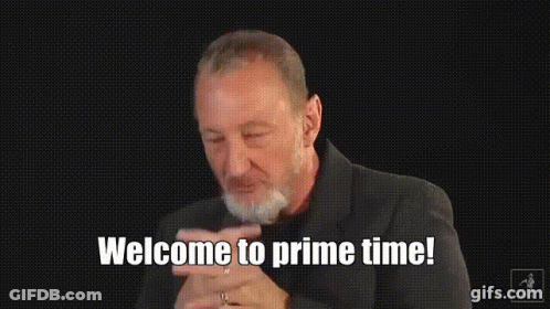 Bearded Man Saying Welcome To Prime Time GIF