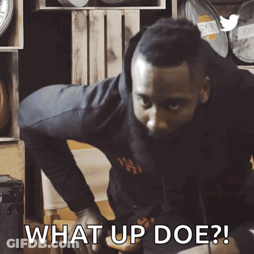 Bearded Man Saying What Up Doe Twitter Logo GIF