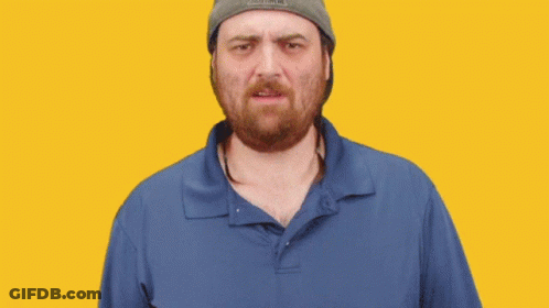 Bearded Man Says Get Away From Me With Hands GIF