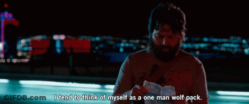 Bearded Man Says I Tend To Think Of Myself As A One Man Wolf Pack Holding Paper GIF