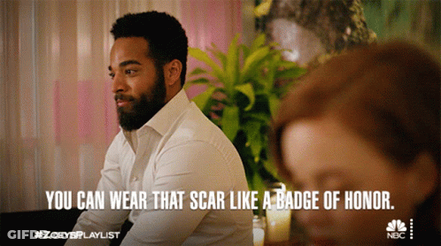 Bearded Man Says Scar Like Badge Of Honor GIF