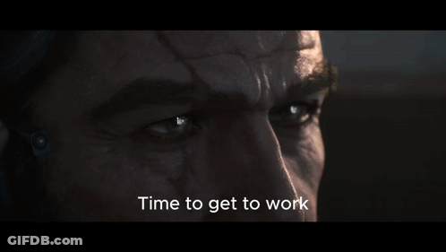 Bearded Man Says Time To Get To Work Video Game GIF