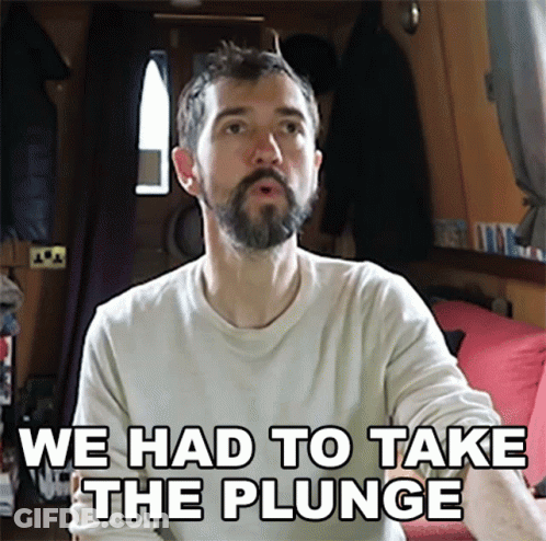 Bearded Man Says We Had To Take The Plunge On Couch GIF