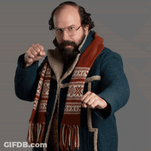 Bearded Man Scarf Pointing At Cat GIF