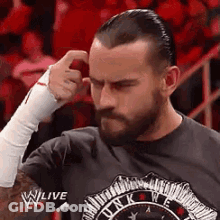 Bearded Man Scratching Head In Wrestling Match GIF