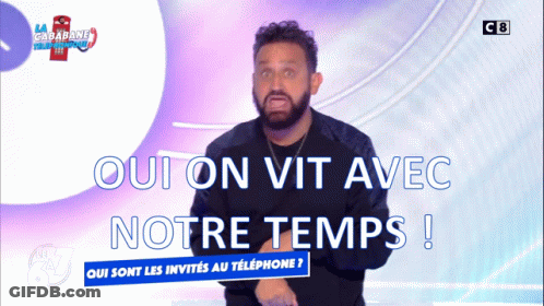 Bearded Man Sign Oui On Vit Avec Notre Temps GIF