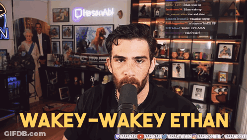 Bearded Man Singing Into Microphone Wakey-Wakey Ethan GIF