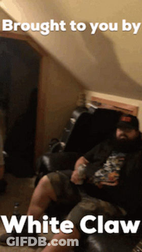 Bearded Man Sitting Brought To You By White Claw GIF