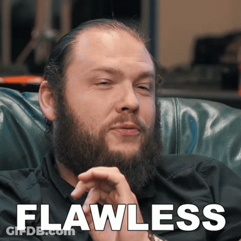 Bearded Man Sitting In Chair Saying Flawless GIF
