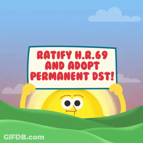 Bearded Man Sitting In Front Of Fall Back Sign GIF