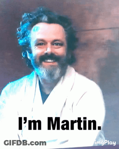 Bearded Man Smiling Saying I'm Martin GIF
