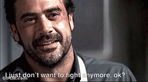 Bearded Man Smiling Says I Just Don't Want To Fight Anymore Ok GIF