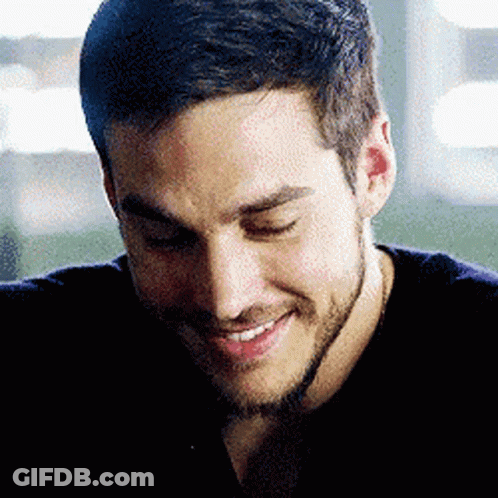 Bearded Man Smiling With Eyes Closed In Black Shirt GIF