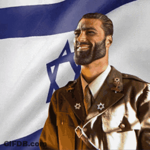 Bearded Man Smiling With Israel Flag GIF