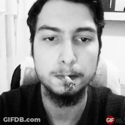 Bearded Man Smoking Cigarette Black And White GIF