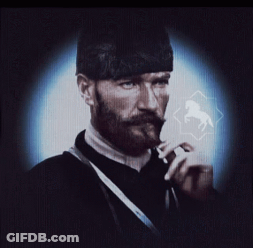 Bearded Man Smoking Cigarette With Horse Symbol GIF