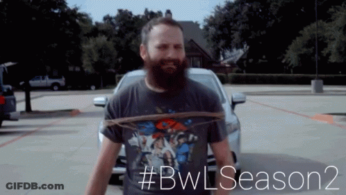 Bearded Man Standing In Front Of Car With Bwlseason2 GIF