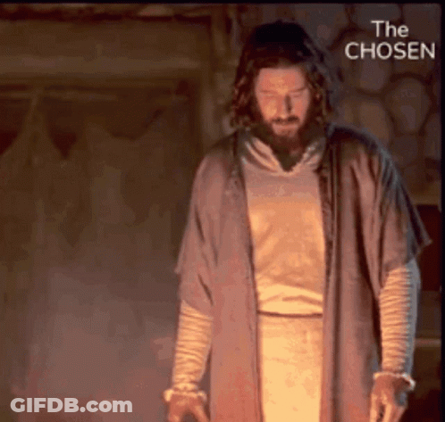 Bearded Man Standing In Front Of Fire With The Chosen GIF