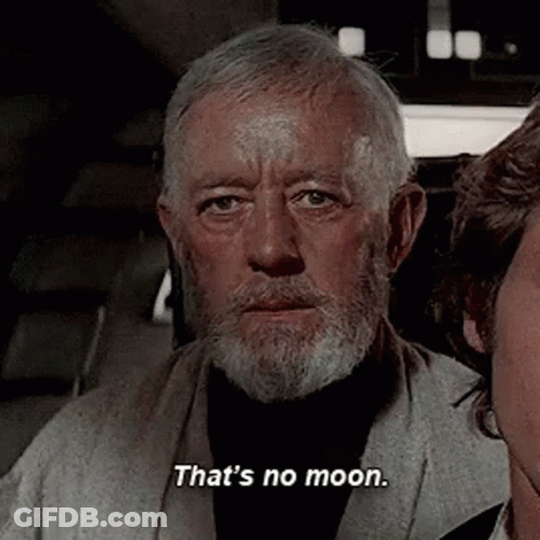 Bearded Man Standing Next To Woman Saying That's No Moon GIF