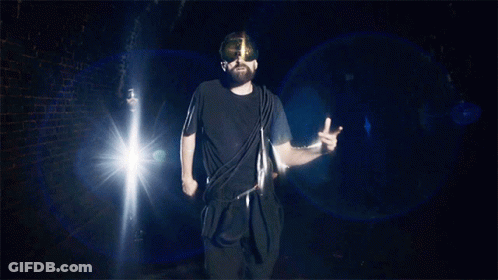 Bearded Man Sunglasses Black Shirt Walking Dark GIF