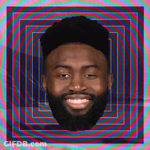 Bearded Man Surrounded By Colorful Circle GIF