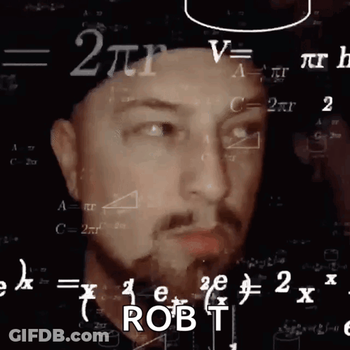 Bearded Man Surrounded By Equations Rob On Face GIF