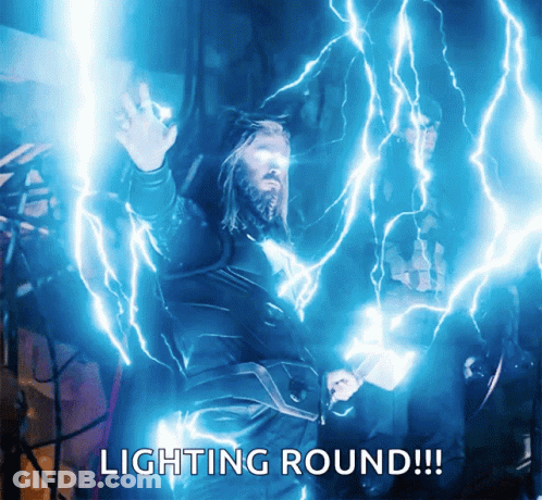 Bearded Man Surrounded By Lightning Lighting Round GIF
