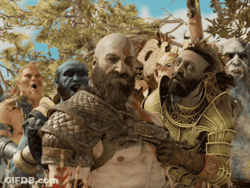 Bearded Man Surrounded By Men GIF