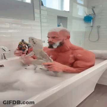 Bearded Man Taking A Bath GIF