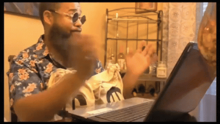 Bearded Man Typing GIF