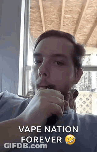 Bearded Man Vaping Says Vape Nation Forever GIF