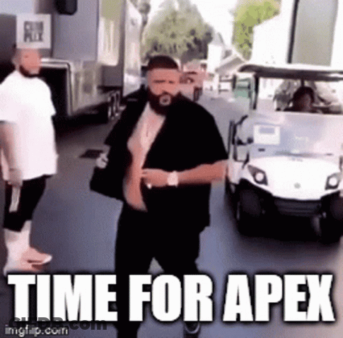 Bearded Man Walking Next To Golf Cart And Truck GIF