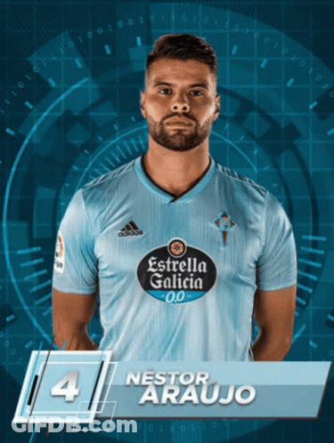 Bearded Man Wearing Estrella Galicia 0.0 Shirt GIF