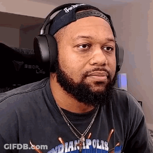 Bearded Man Wearing Headphones And Hat GIF