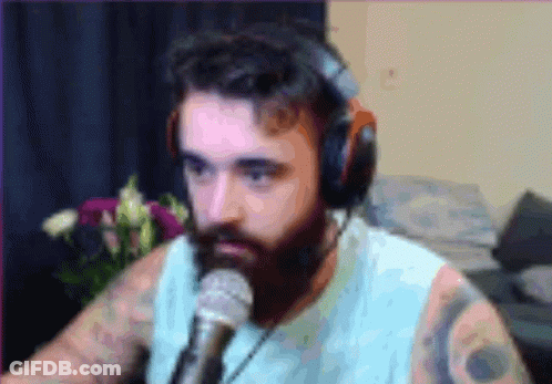 Bearded Man Wearing Headphones And Microphone GIF