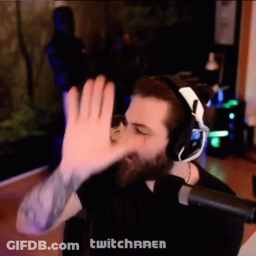 Bearded Man Wearing Headphones Giving High Five GIF