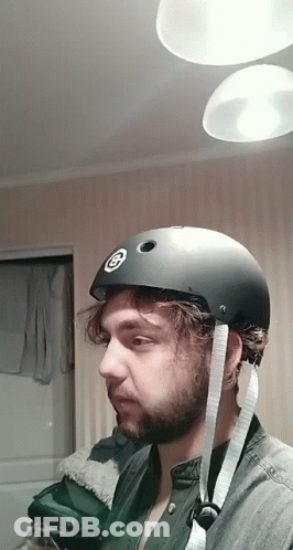 Bearded Man Wearing Helmet With G GIF