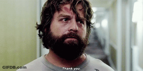 Bearded Man Wearing Thank You Shirt GIF