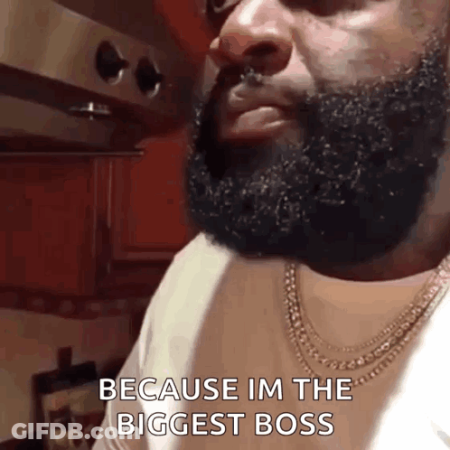 Bearded Man White Shirt Because Im Biggest Boss GIF