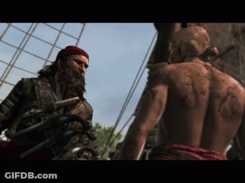 Bearded Man With Back Tattoo Next To Another GIF