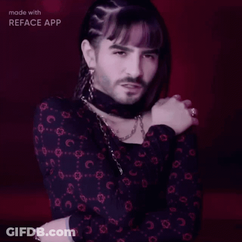 Bearded Man With Choker And Earrings Reface App GIF
