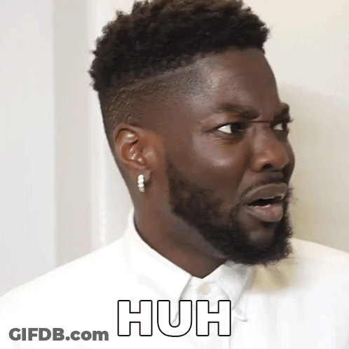 Bearded Man With Earrings And White Shirt Saying Huh GIF