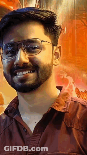 Bearded Man With Glasses And Red Shirt GIF