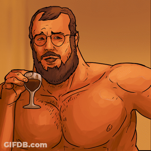 Bearded Man With Glasses Holding Wine GIF
